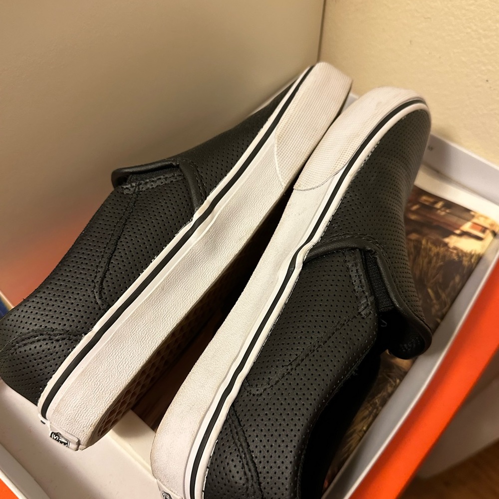 Vans black Slip-On Perf Leather Shoe - Picture 8 of 10